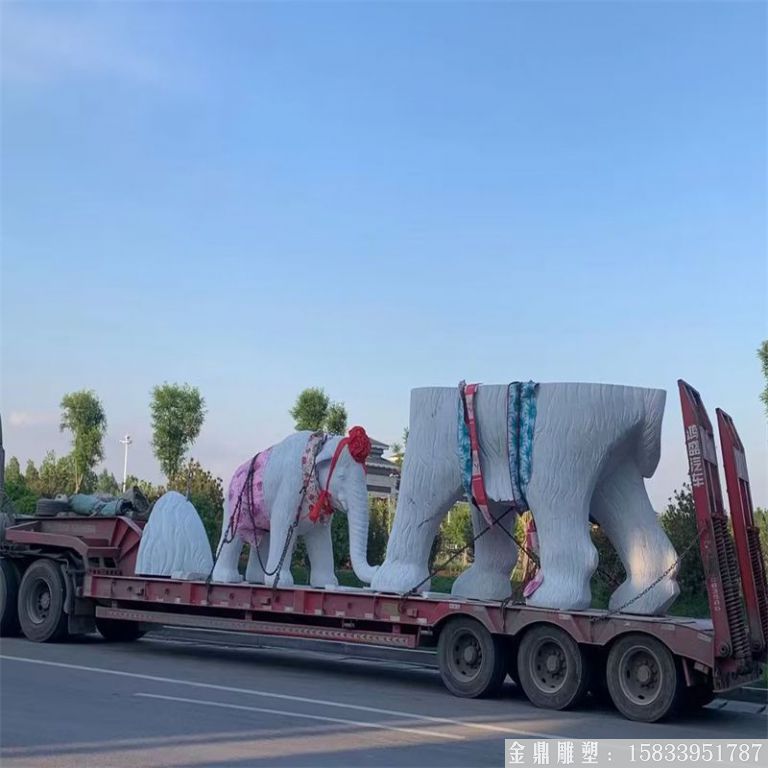 玻璃鋼大象雕塑 大型動物大象景觀1