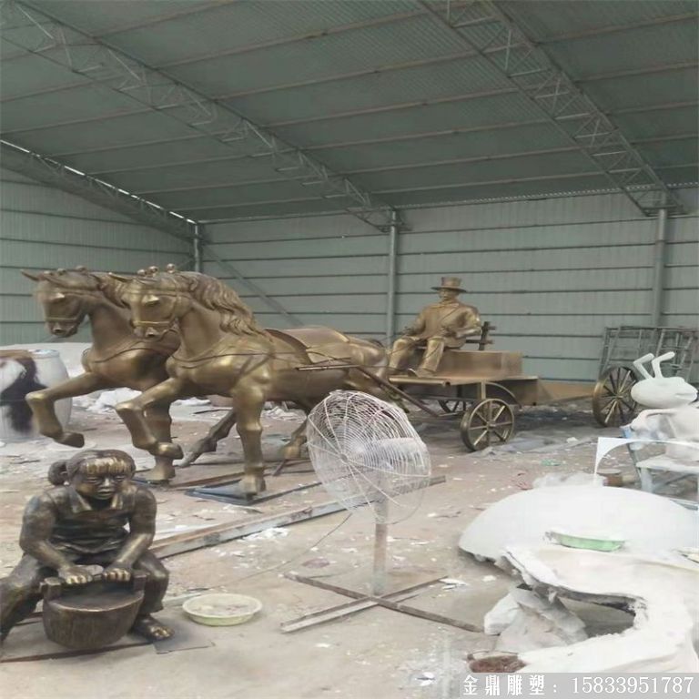 玻璃鋼仿銅馬車(chē)雕塑，馬車(chē)雕塑定做，啤酒節(jié)馬車(chē)雕塑8