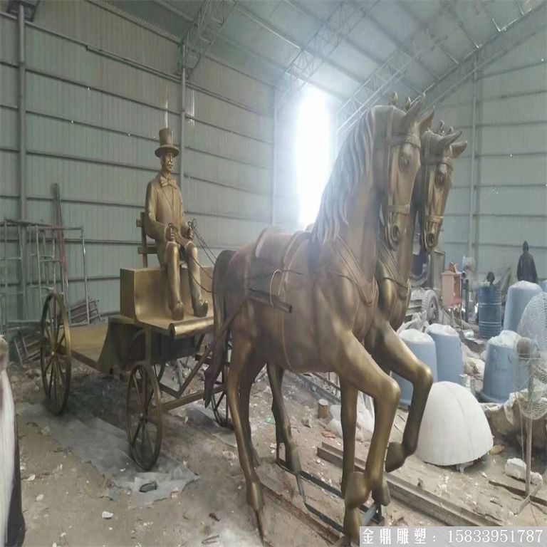 玻璃鋼仿銅馬車(chē)雕塑，馬車(chē)雕塑定做，啤酒節(jié)馬車(chē)雕塑5