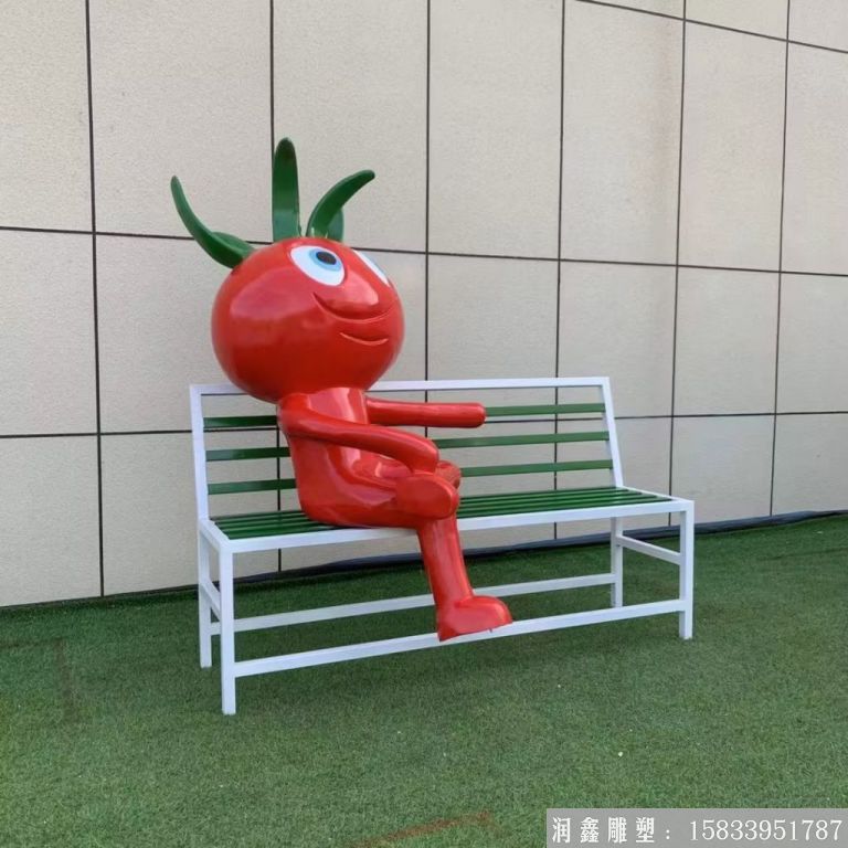 玻璃鋼卡通番茄西紅柿雕塑座凳