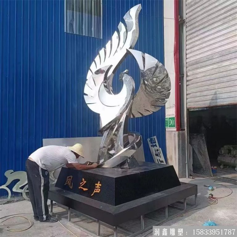不銹鋼鏡面抽象鳳凰雕塑生產(chǎn)廠家
