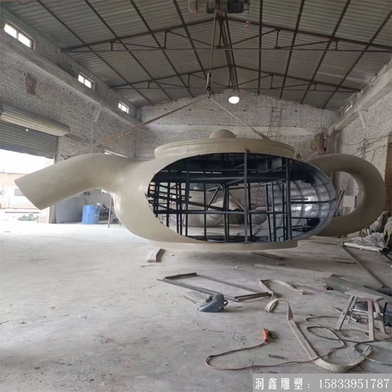 不銹鋼懸空天壺茶壺噴泉，景觀壺案例