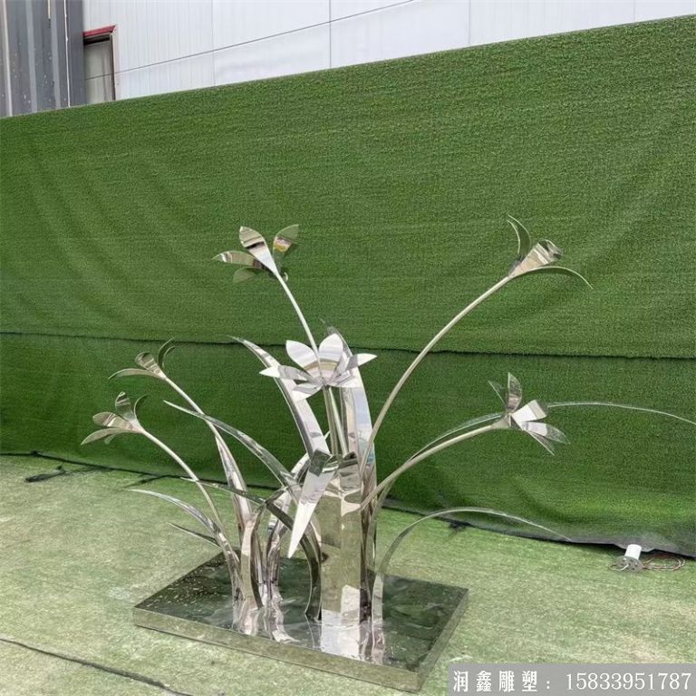 不銹鋼鏡面花朵雕塑，公園擺件花型雕塑